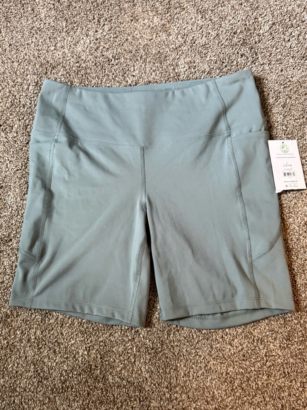 Athletic Works Sage Green High-Rise Bike Shorts - Picture 1 of 3